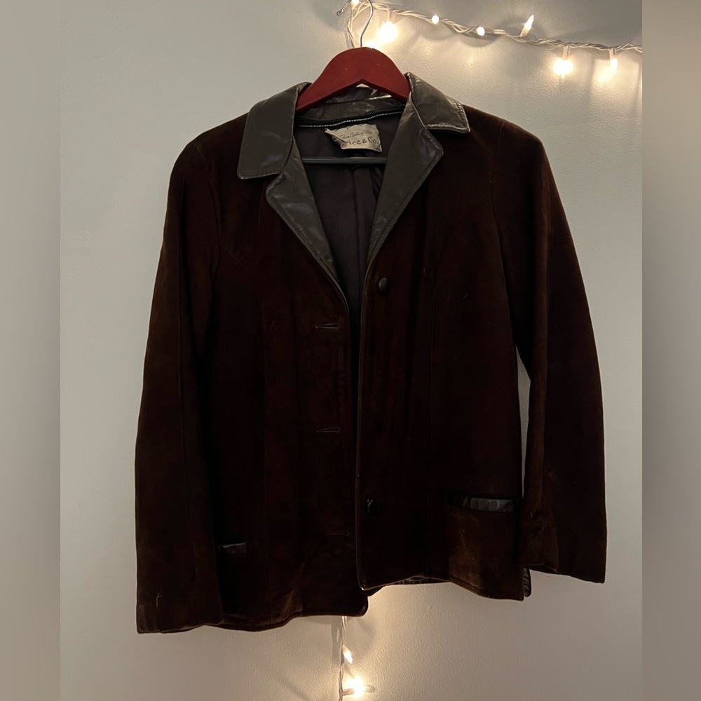 Vintage leather and sheepskin brown jacket